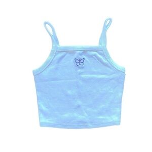 Garage White Crop Tank with Butterfly XS